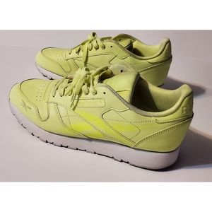 Men's Reebok Size 10.5 Classic Leather Flash-White / Neon Green
